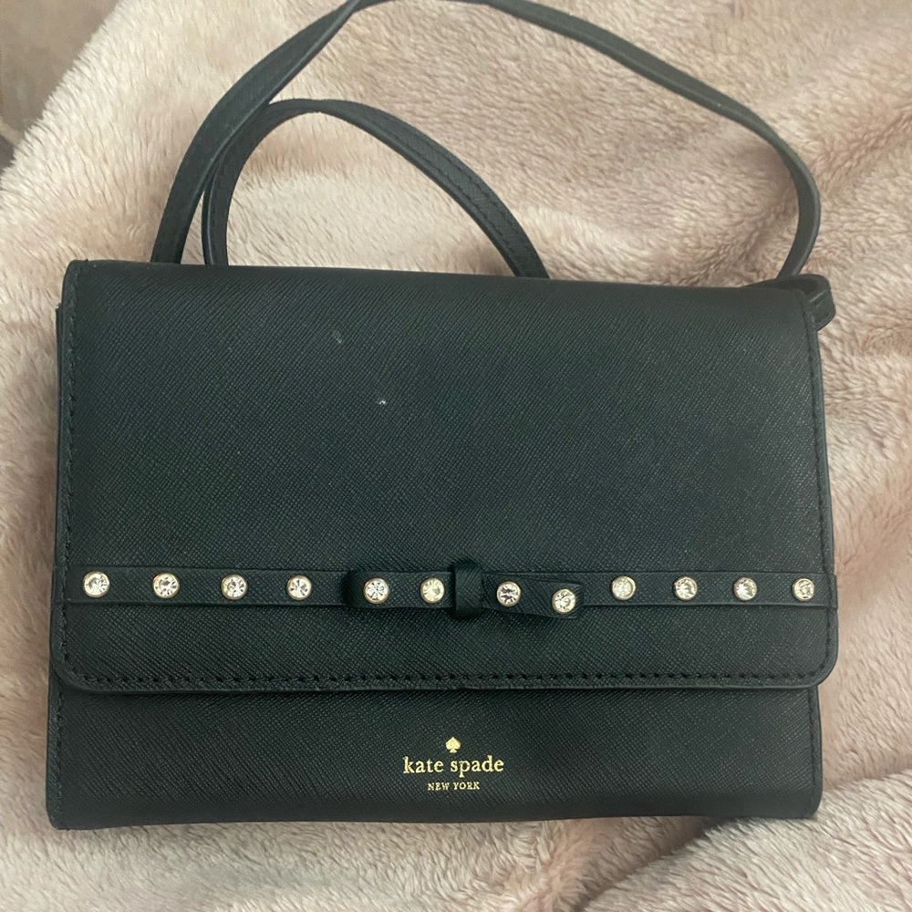 BLACK KATE SPADE LAUREL WAY JEWELED SUMMER CROSSBODY